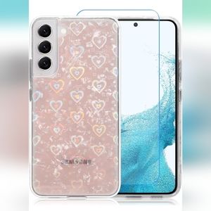 Samsung Galaxy S22 Phone Case Laser Clear Holographic Rainbow Love Heart